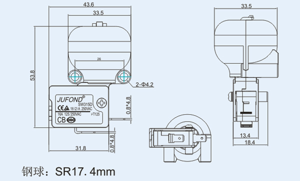 SW315D系列微動開關(guān)17-4尺寸圖